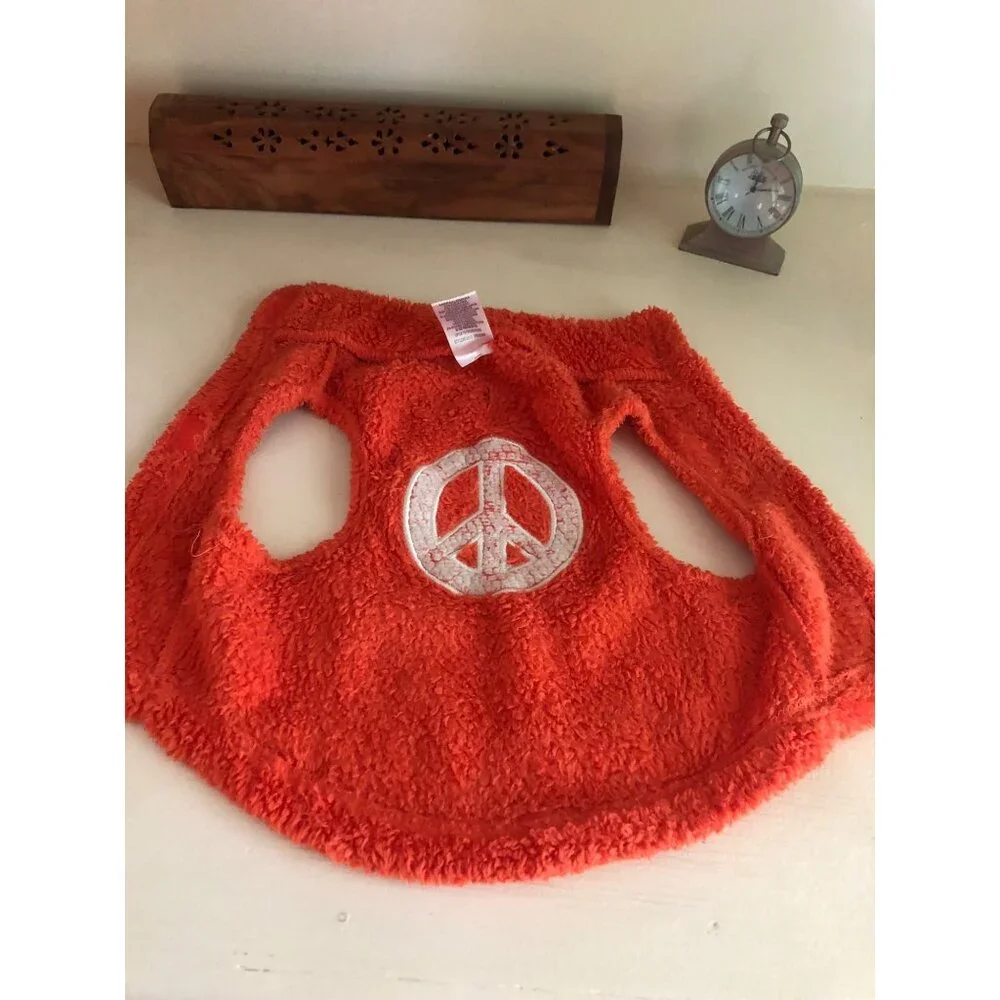 Pet Dog Apparel Peace Symbol Orange and Brown size Medium
